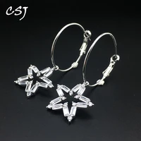 csj created zircon earrings synthetic gemstone fine jewelry for women lady engagement wedding party gift with box