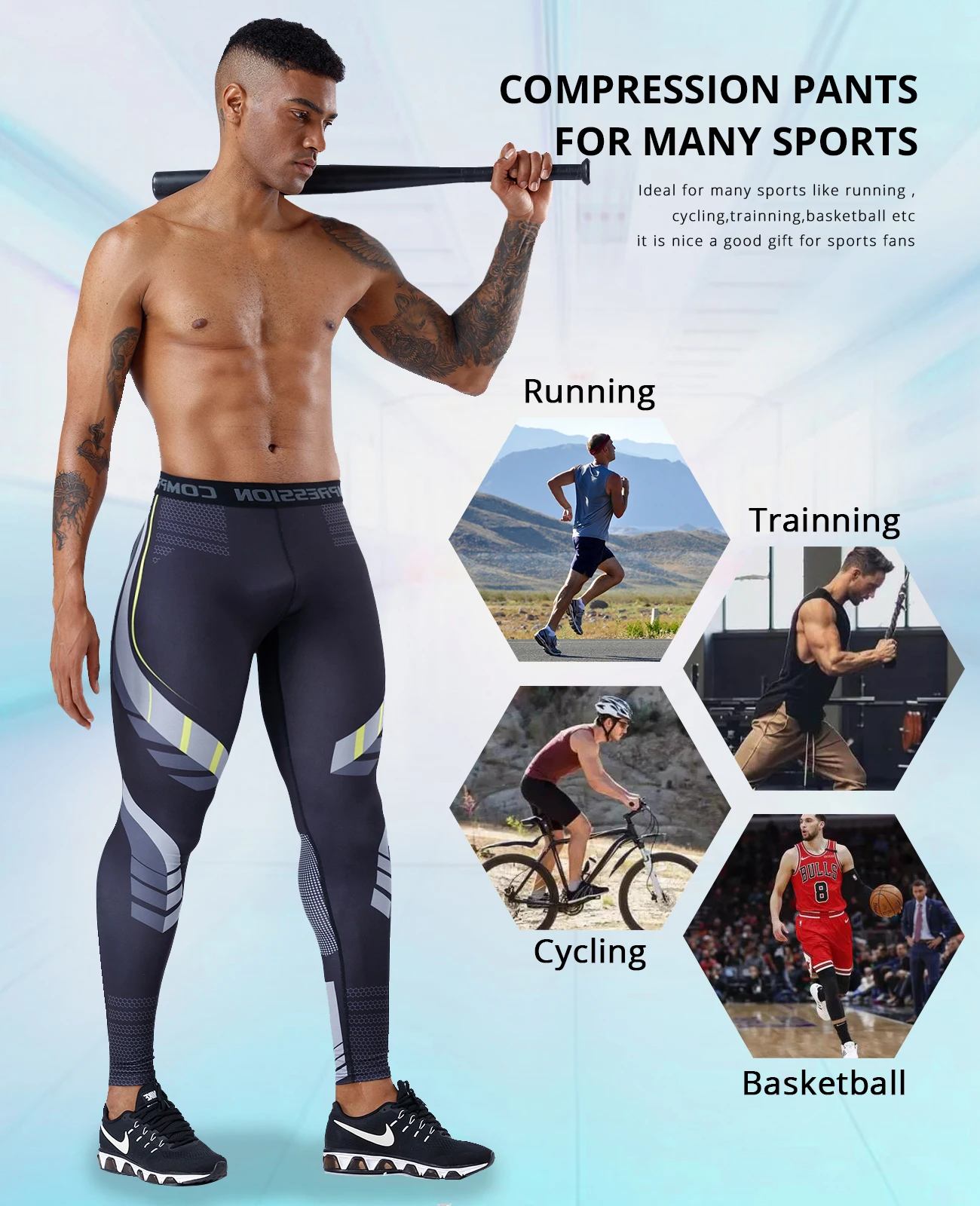 

Mens Compression Pants Quick Sportswear Running Tights Men Legging Fitness Training Sexy Sport Gym Leggings