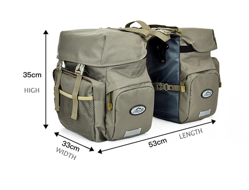 Retro Canvas Fiets Bagage Tassen 50L Bike Rear Rack Carrier Bag Fietsen Outdoor Waterdichte Opslag Dubbele Tassen