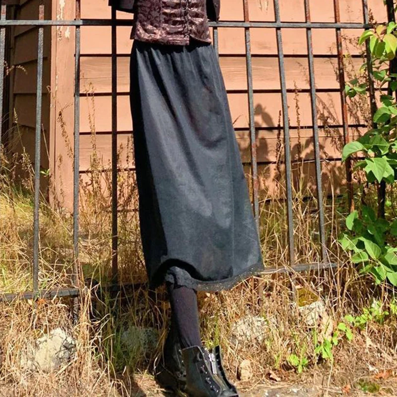 

Rockmore Y2K Vintage Black Women'S Midi Skirt Kawaii Harajuku High waist A-LINE Long Skirts Korean Party Fashion E Girl Summer