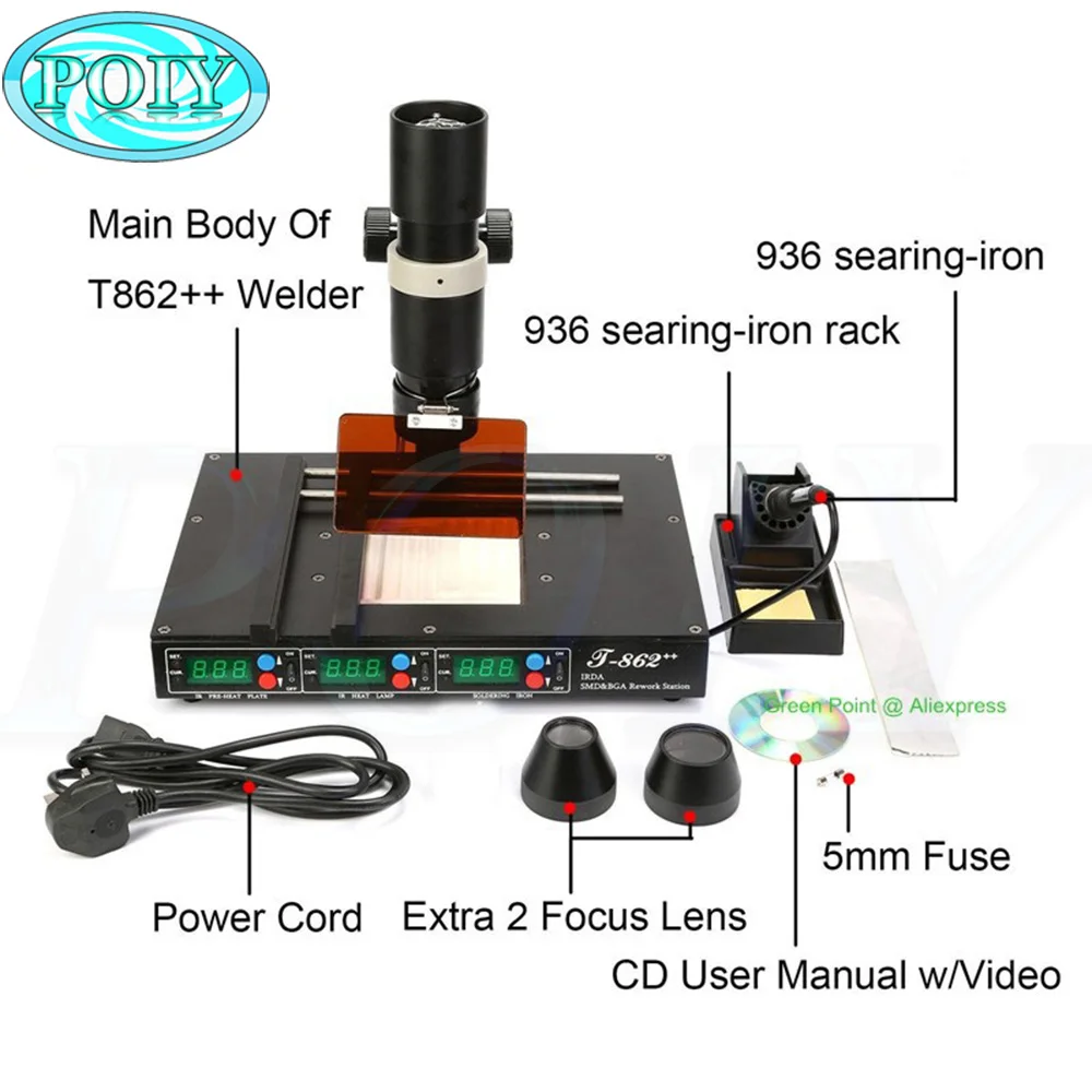 Улучшенная Инфракрасная паяльная станция PUHUI T862 + SMT SMD IRDA BGA сварочный аппарат 800