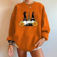 Women‘s Halloween Sweatshirt Dwarf Pumpkin Pattern Sweater Coat Loose Round Neck Sweatshirt Fashion Unisex Autumn Casual Top