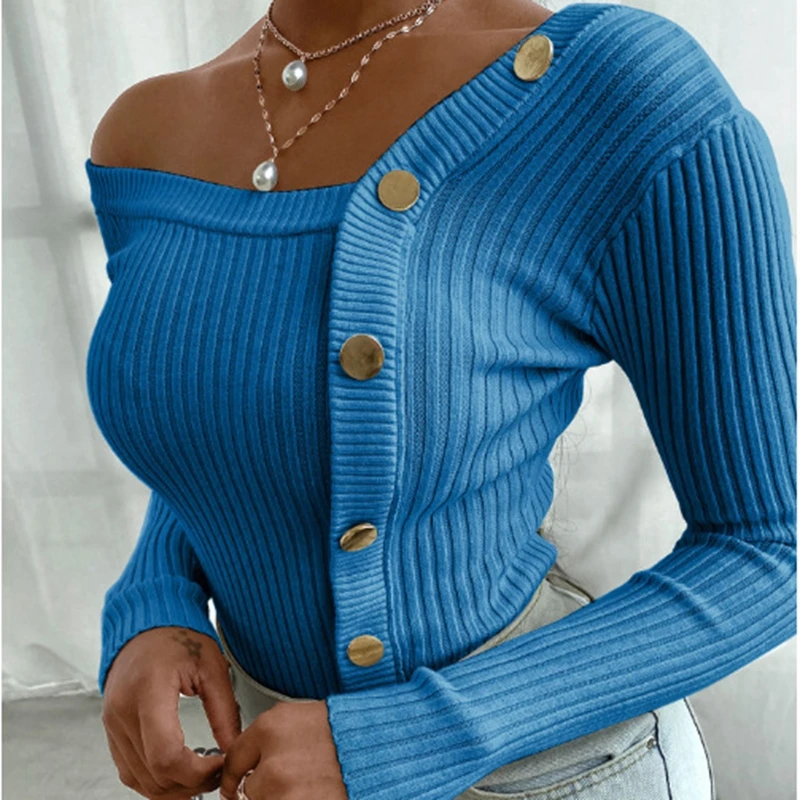 

Fahion Patchwork Sweater Women Sexy V-Neck Slim Fit Female Tops Long Sleeve Knit Pullover Sweater For Women Clothing Nightclub