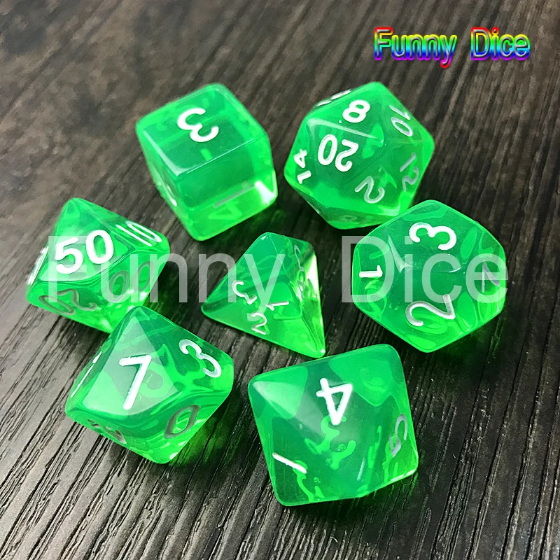 Зеленый 1 Набор из 7 сторонних игральных костей D4 D6 D8 D10 D12 D20 для подземелий и драконов dados rpg - Цвет: Зеленый