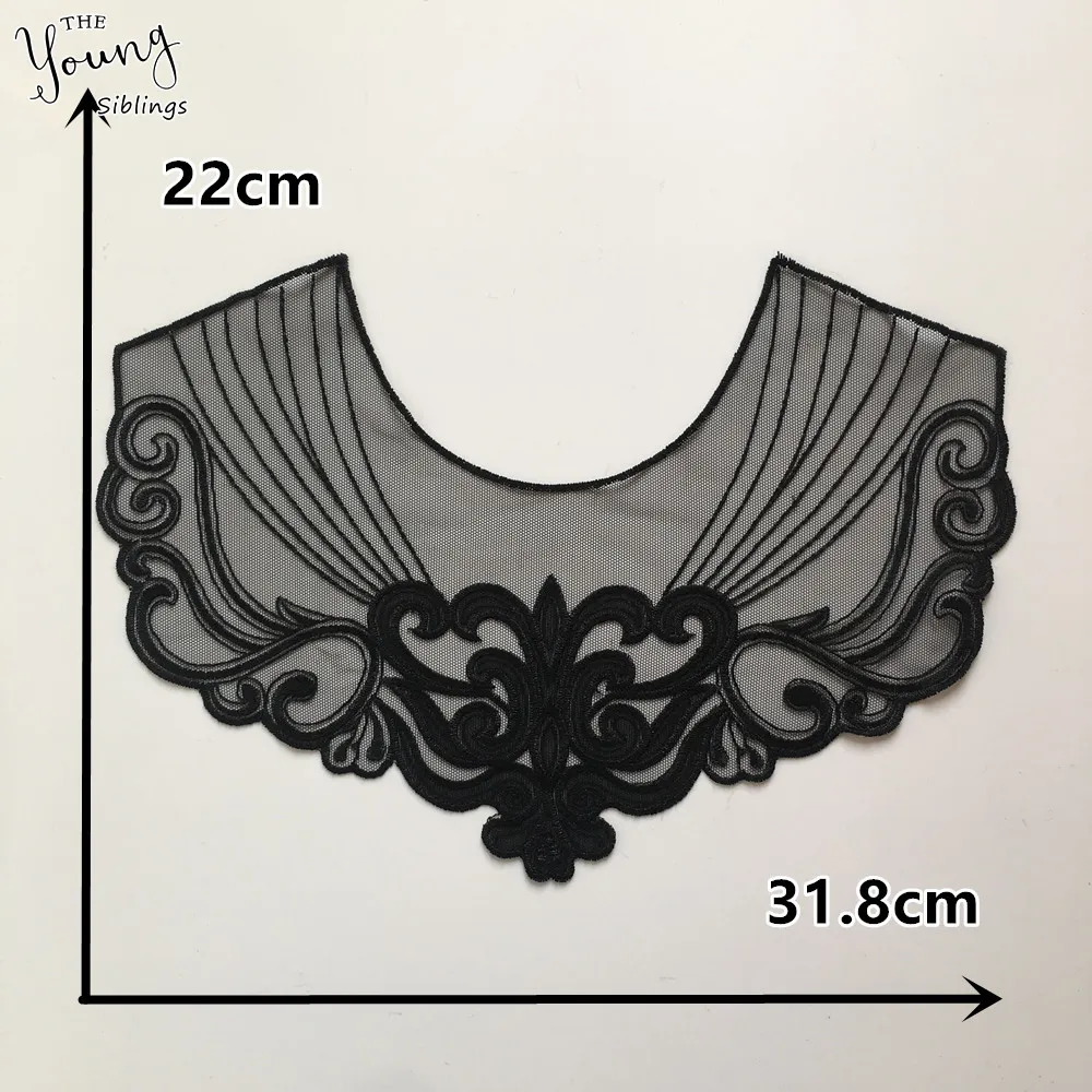 Новое поступление кружевной воротник с вышивкой черная ткань из органзы вырез