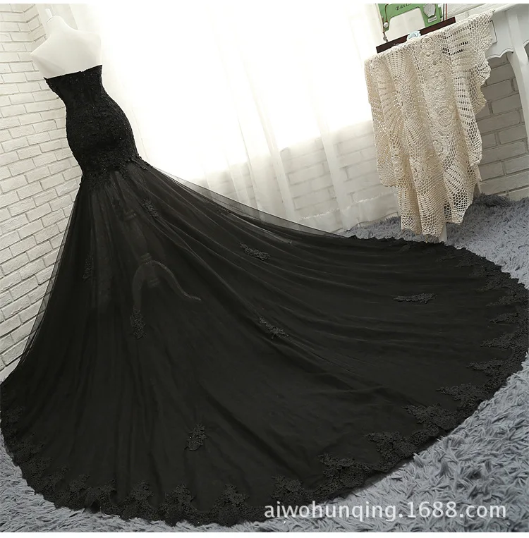 Женское шифоновое вечернее платье-русалка Элегантное Черное длинное платье с