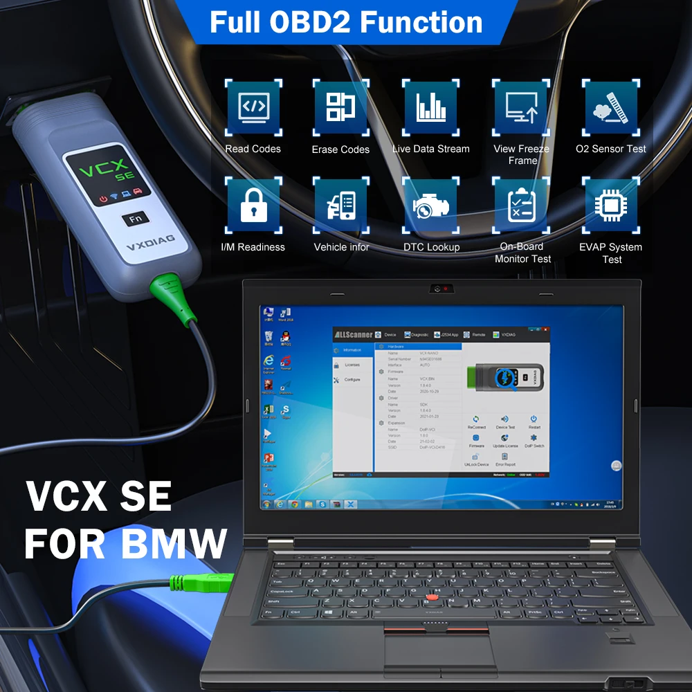 vxdiag vcx se for all models auto diagnosis for benz c6 obd2 scanner vident profissional car diagnostic tool for bmw for honda free global shipping