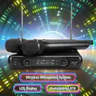 2-канальный двойной беспроводной ручной микрофон, Беспроводная микрофонная система с ЖК-дисплеем, высокое качество, стабильность, большой прием