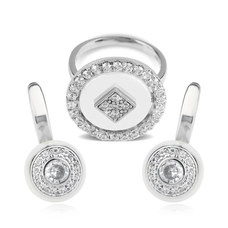 Комплект женских керамических колец и серег гвоздиков шириной 3 мм|Ювелирные