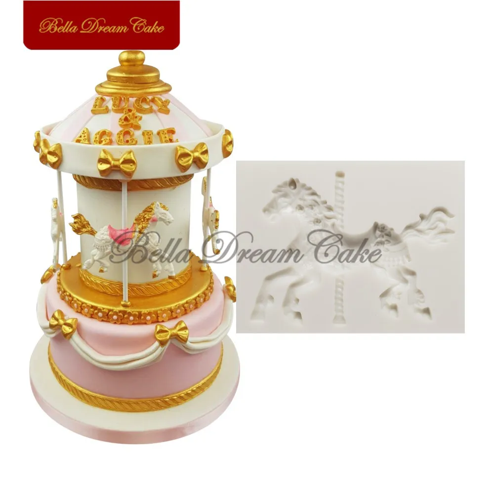 АК Sugarcraft роза цветок Карусель лошадь силиконовая форма помадка формы для торта