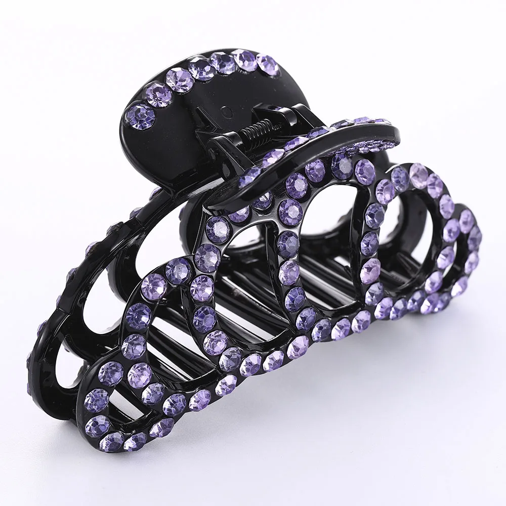 

Hot Korean Popular Women Plastic Hair Claw Crystal Banana Grip Hair Clip Hairpin Crab Jaw Clamp Practical Hairpin Female