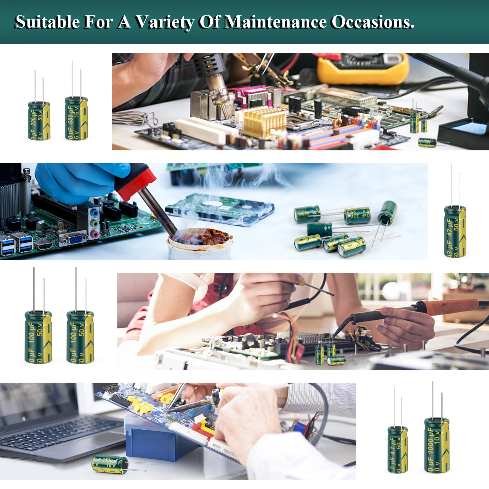 

JCCON Aluminum Electrolytic Capacitor 16V100UF 5x11 High Frequency Low ESR Capacitors