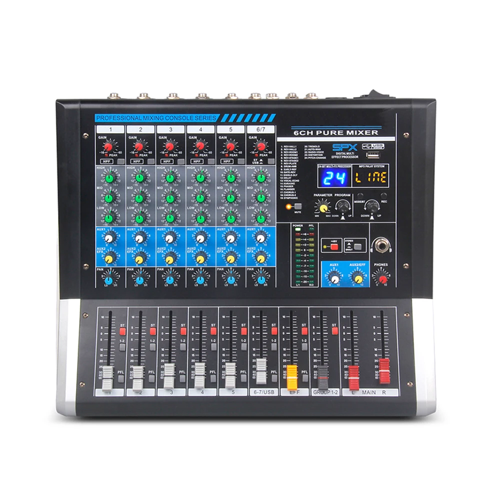 Профессиональный звуковой микшер 6-канальный диджейский миксер консоль с DSP