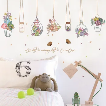 Creative Flower Plants Chlorophytum Removeable Wall Stickers Decorative Sticker