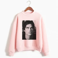 new damon kawaii hoodies the vampire diaries women fashion print hoodie vintage womens clothing harajuku pink sweatshirt
