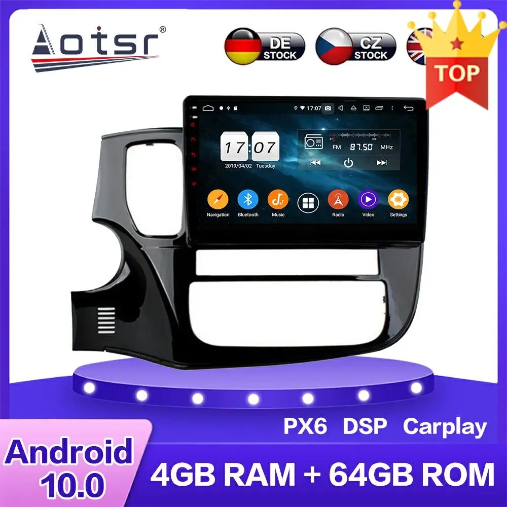 Для Mitsubishi Outlander 2013 + Android 10 0 PX6 Автомобильный HD мультимедийный DVD плеер 4 64 ГБ Авто GPS