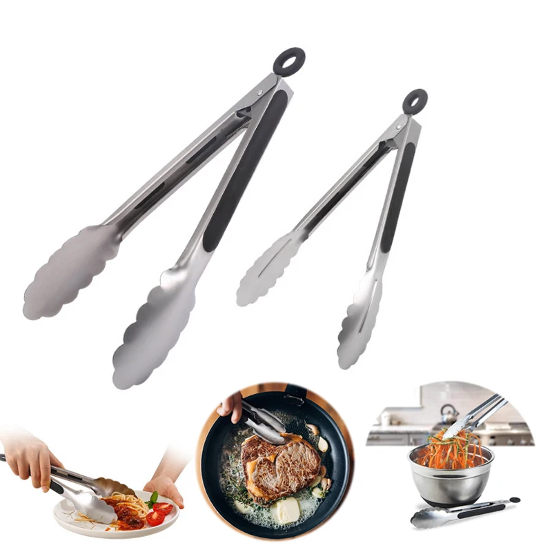 

Teyaao BBQ Grilling Tong Salad Serving Food Tong Stainless Steel Metal Kitchen Tongs Barbecue Cooking Locking Tong