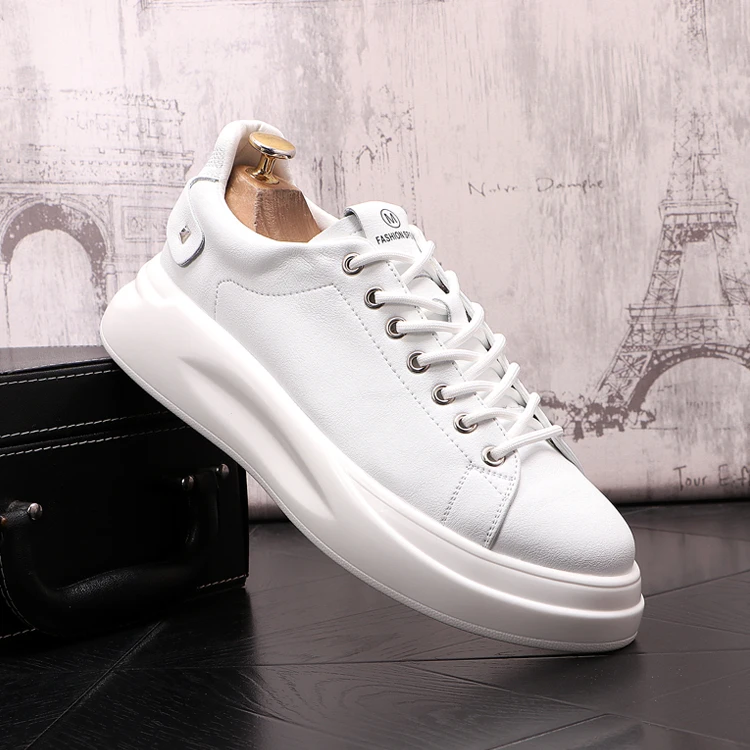 

2021 New Men's white Colors Flat Platform Heighten Shoes Luxury Designer Rock Loafers Walking Out Of Office Sneakers