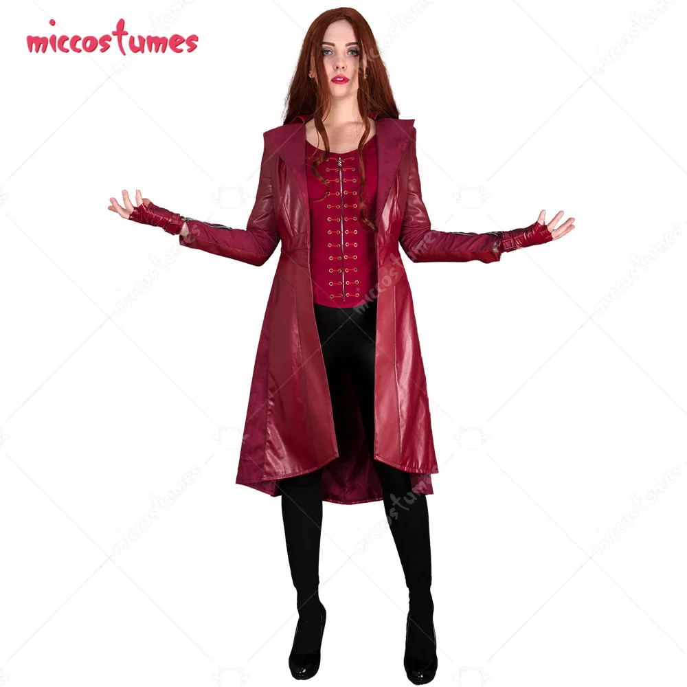 scarlet witch cosplay costume red coat woman halloween outfit vest pants free global shipping