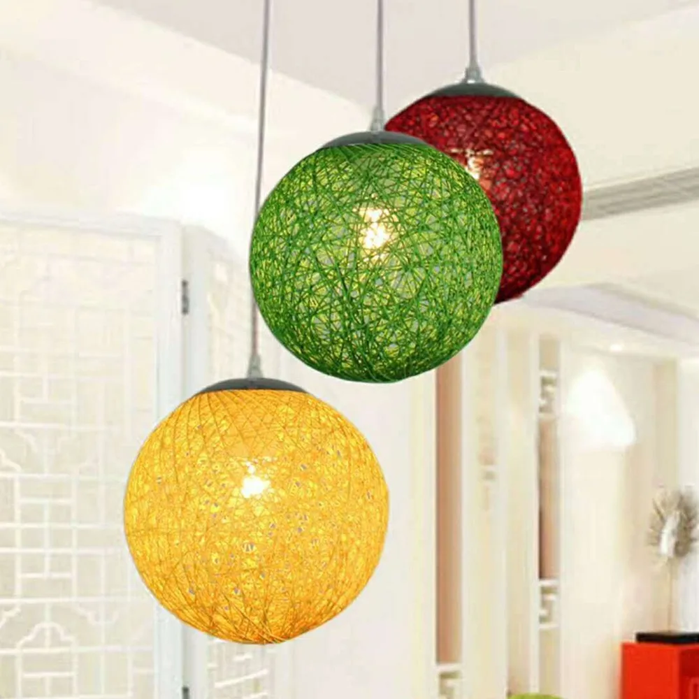 Ротанговый шар E27 подвесные светильники скандинавские для гостиной фойе кофейни