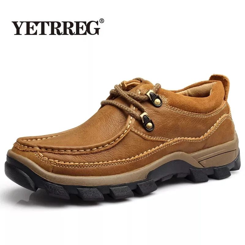 Мужская обувь из натуральной кожи Осень-зима 2017 Повседневная Водонепроницаемая