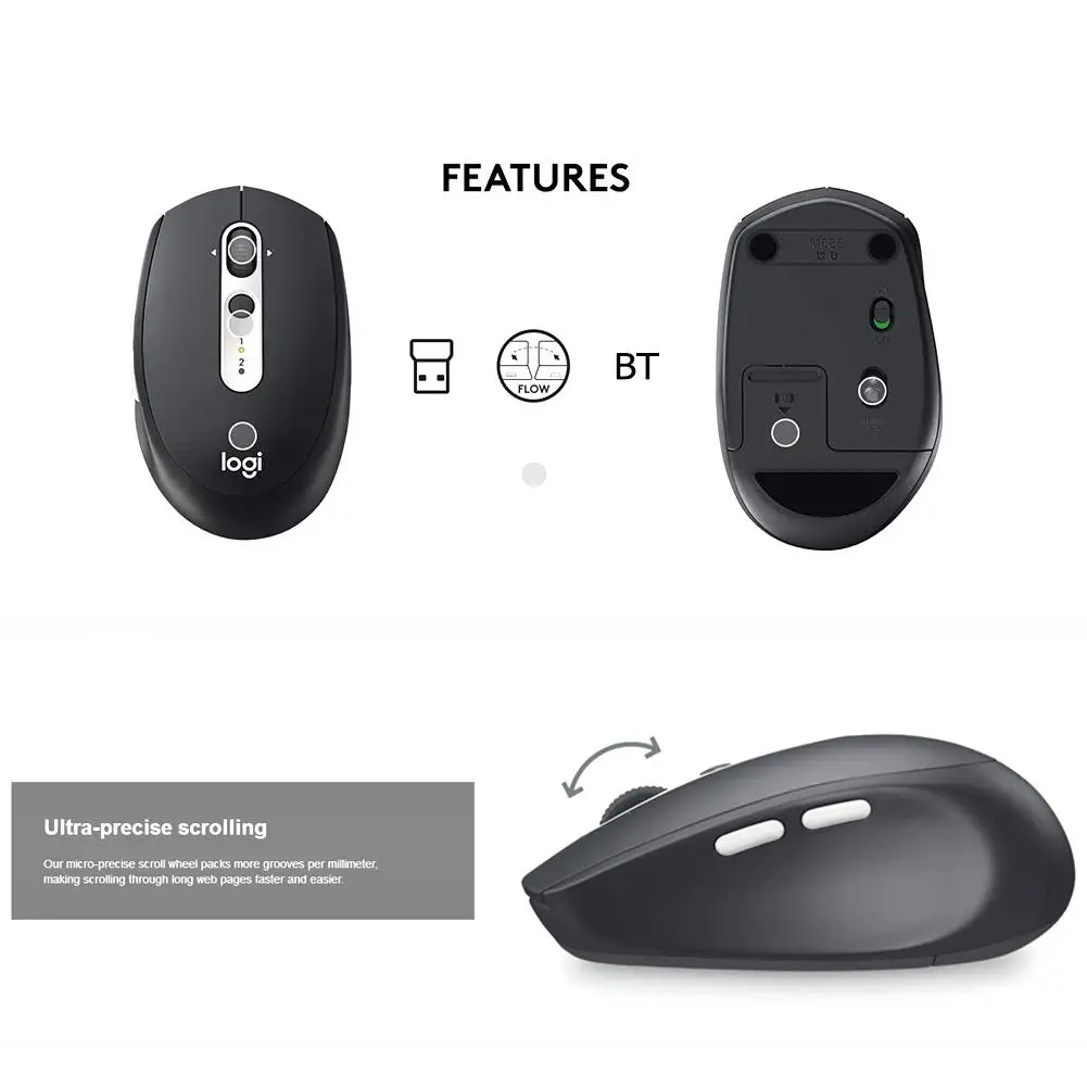 

Logitech M590 Mute Wireless Mouse 2.4GHz Unifying Dual Mode 1000 DPI Multi-Device Optical Office Silent Mouse PC Mice