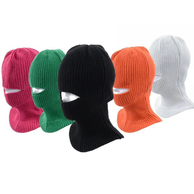 Уличная Балаклава 2019 зимние вязаные шапки с дырками маска для лица зимняя шапка