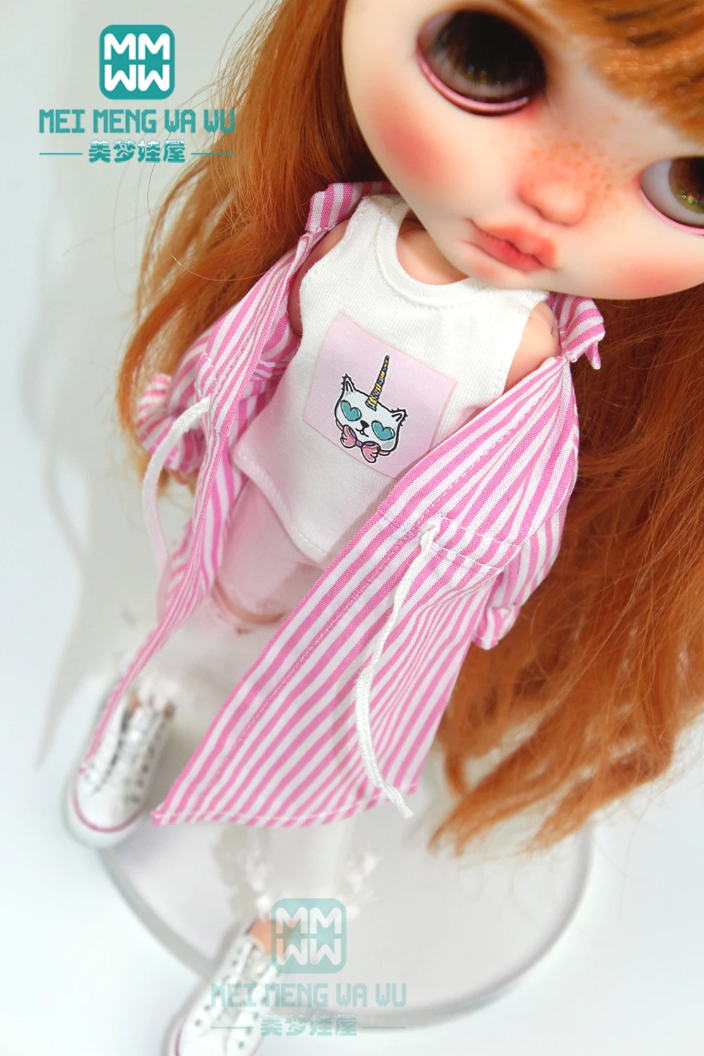 Одежда для кукол Blyth рубашка в полоску жилет спортивные штаны Azone OB24 OB23 1/6