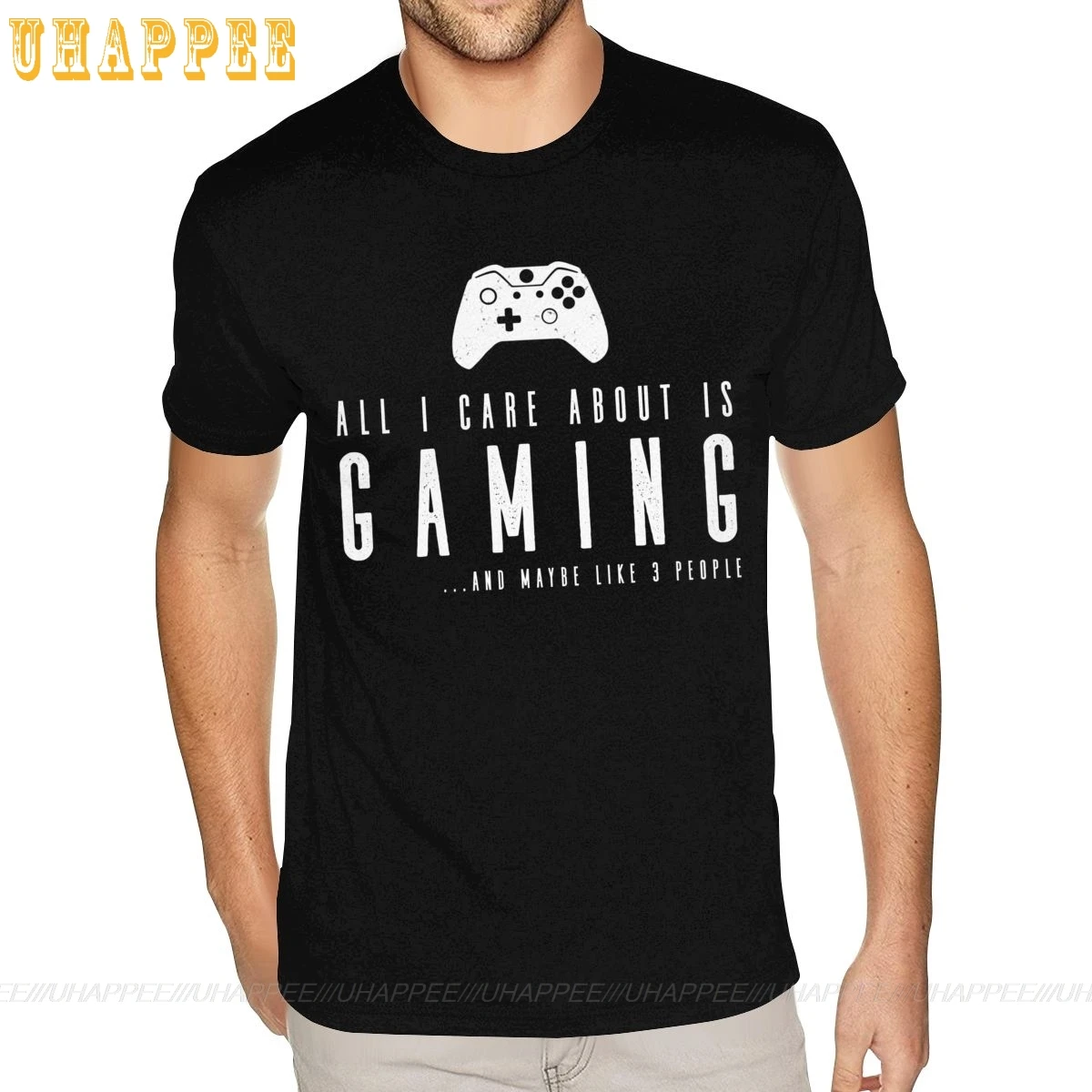 

Christmas All I Care About Is Gaming T Shirts for Men Personalized Short Sleeves Full Cotton Crew Neck T-Shirt