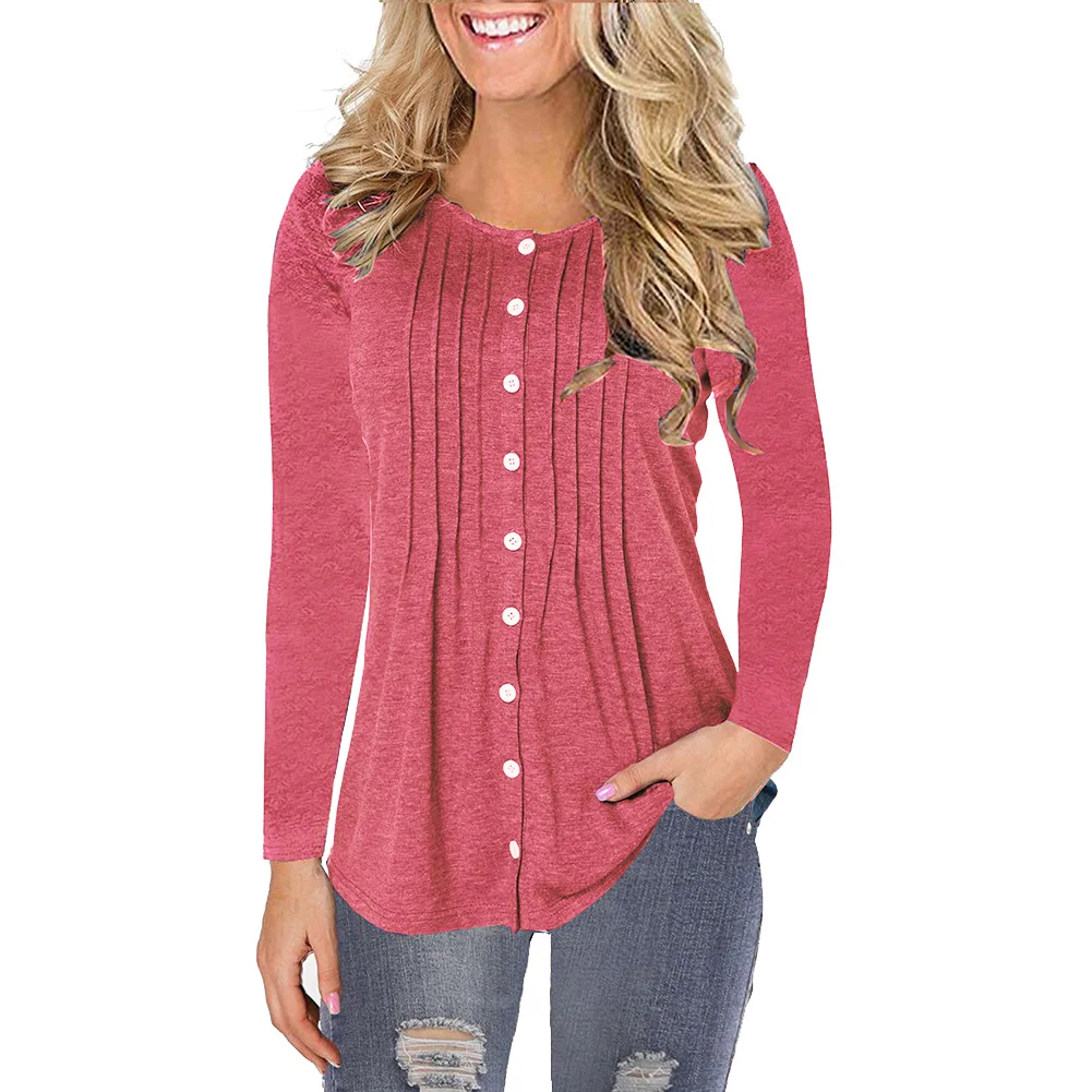 Новинка 2019 Женские повседневные топы на пуговицах размера плюс футболка с