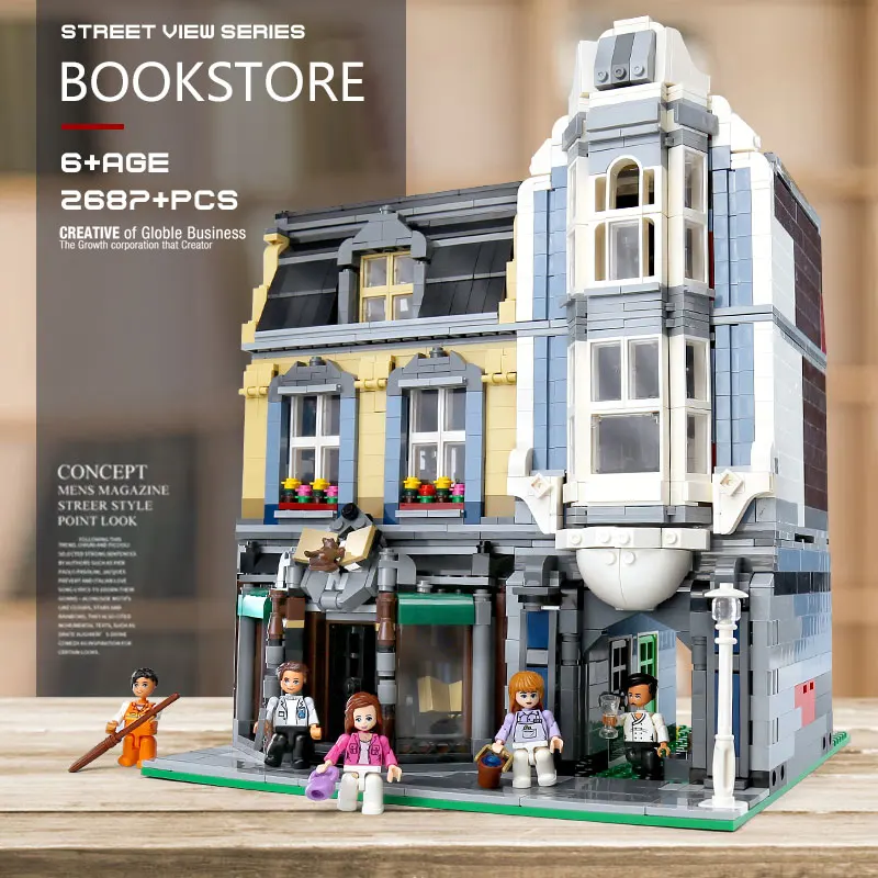10218 строительные блоки Streetview совместимы с MOC-18923 книжным магазином пабом старого