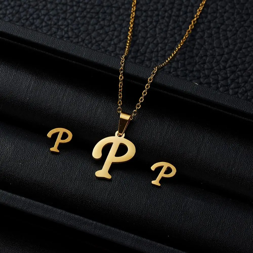 Belleper буквы из нержавеющей стали ювелирные изделия наборы Золото Цвет Алфавит