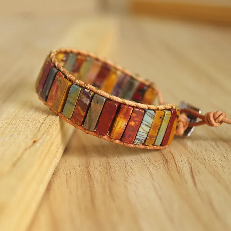 Чакра Boho кожаный браслет и браслет Пикассо оникс бисер для женщин мужчин Богемия браслет с подвесками ручная работа ювелирные изделия подарок