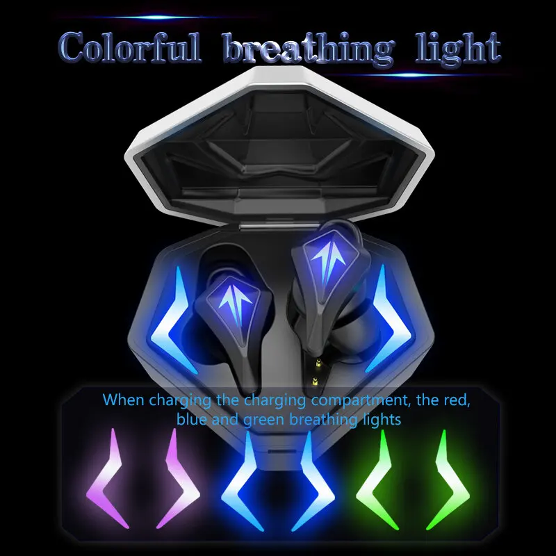 

TWS Bluetooh Headset BT 5.0 Game Headphones Low Latency Dual Mode Colorful Light Sport Headphone with Mic