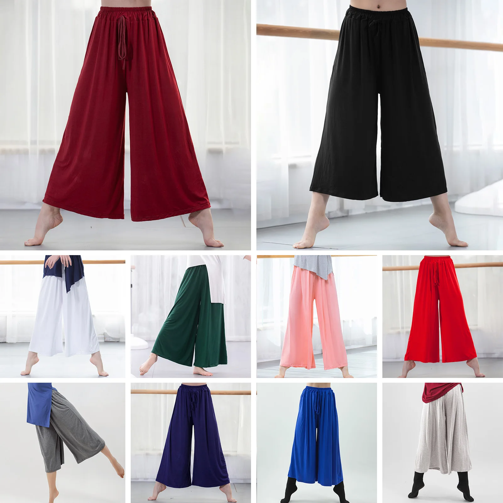

Women Wide Leg Pants Drawstring Loose Flare Dance Pants Female Trousers Workout Beach Dacewear Soft Breathable Pants