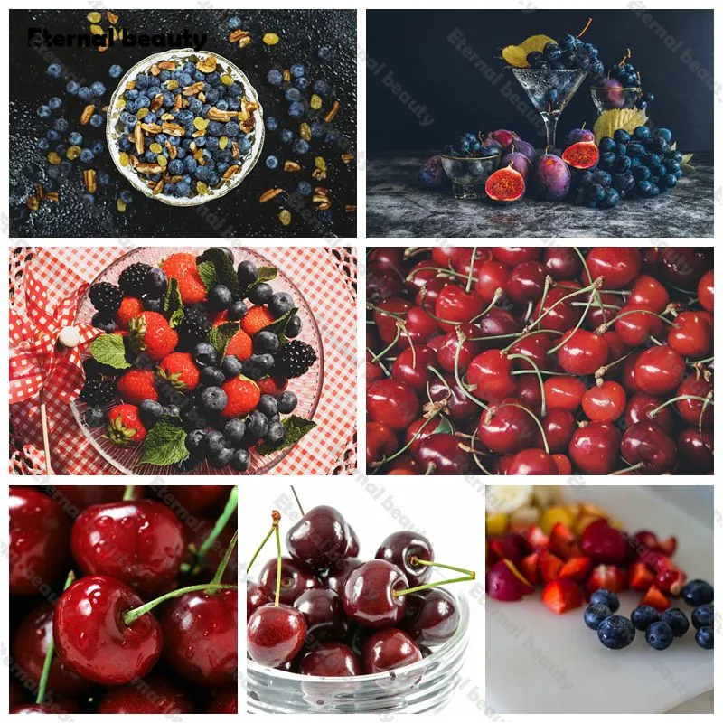 

Diamond Painting Cherries Blueberry Home Decor Full Round Square Diamond 5D Diy Diamond Embroidery Cross Stitch Kits Decoration