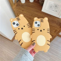 cute cartoon tiger cellphone phone case for iphone 13 12 11 pro xs max xr x se2 7 8 plus kid soft silicone shockproof back cover