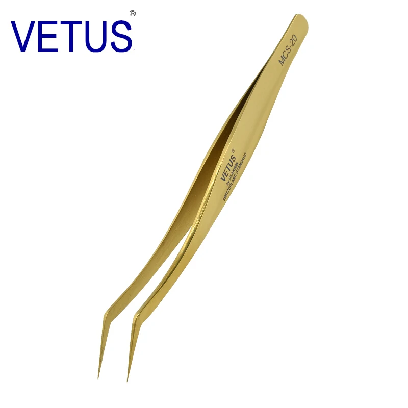 MSC 20-Gold Суперточный Профессиональный пинцет Vetus, пинцет из нержавеющей стали, пинцет для ресниц, набор для наращивания ресниц Vetus - Цвет: MSC 20-Gold