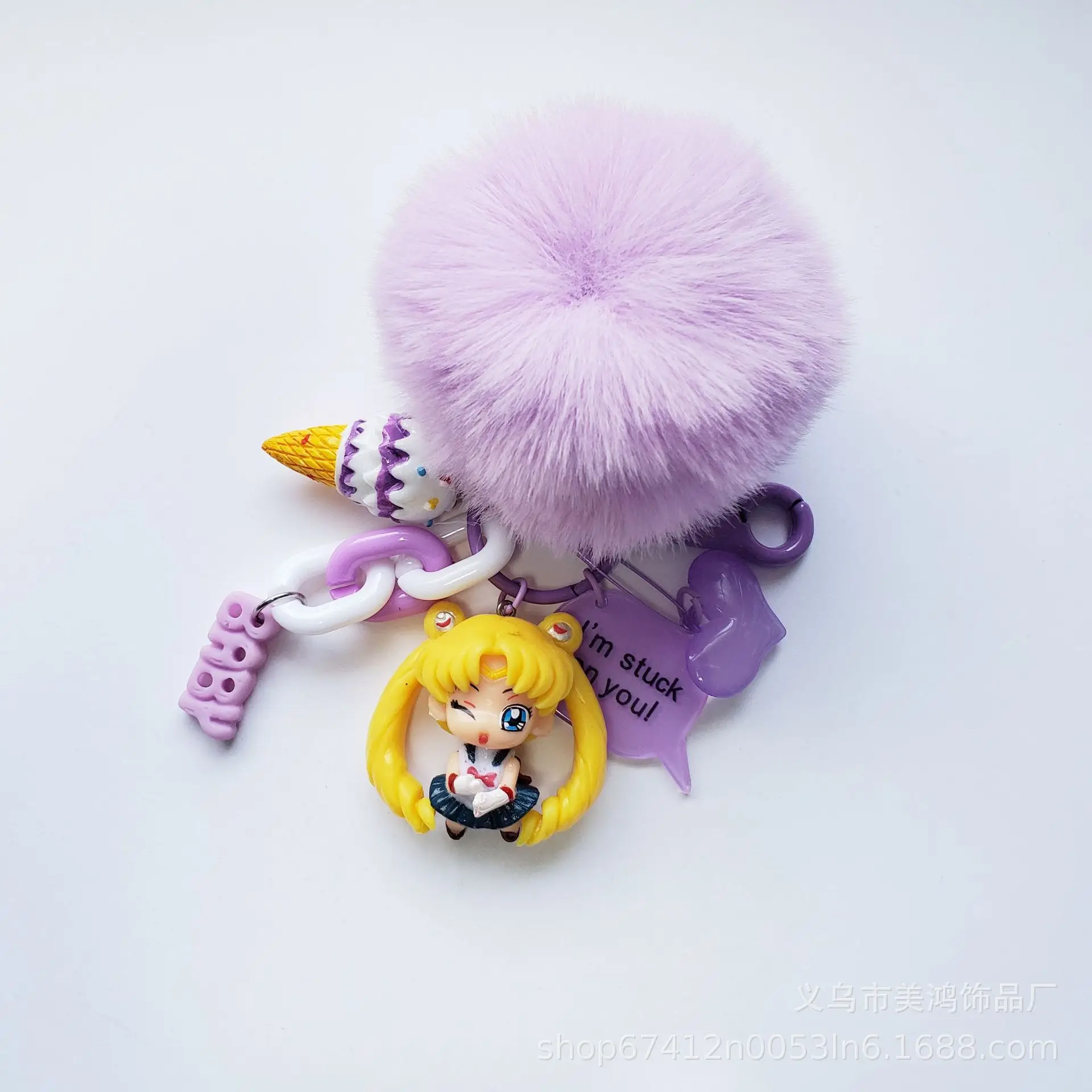 

38 Styles Fur PomPom Sailor Moon Keychain Keyring Kawaii Cartoon Anime Cosplay Bell Lovely Girl Accessories Key Chains Pendant