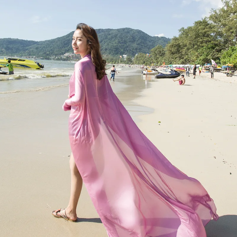 Женское пляжное полотенце шифоновое для защиты от солнца из чистого шелка| |
