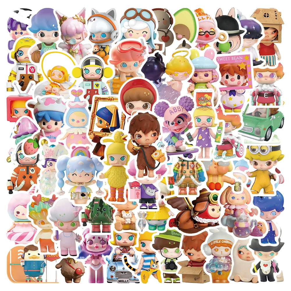 

10/30/60PCS Cartoon POP MART MOLLY Graffiti Stickers DIY Bike Travel Luggage Phone Laptop Waterproof Funny Sticker Decals Toys