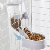 big automatic cat feeder cage hanging food dispenser for rabbit parrots birds water bowl plastic transparent container adjusted