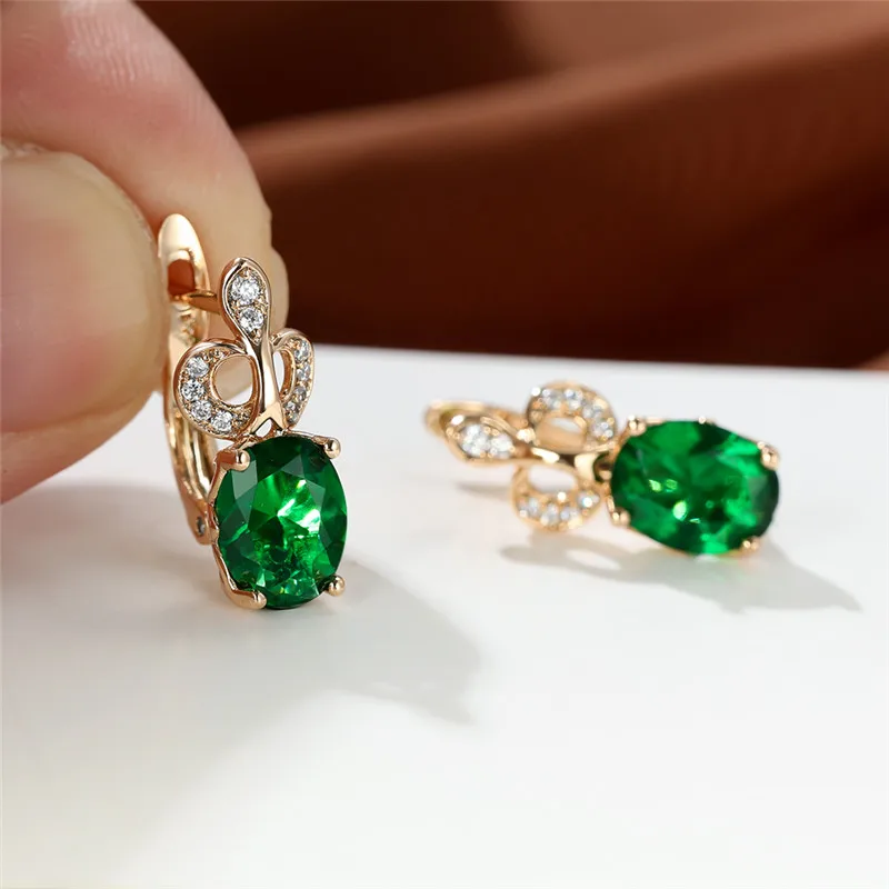 Очаровательные маленькие серьги из розового золота Разноцветные с овальными