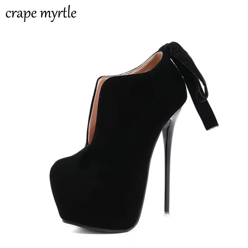 Женские туфли лодочки на платформе и высоком каблуке Осенняя пикантная обувь