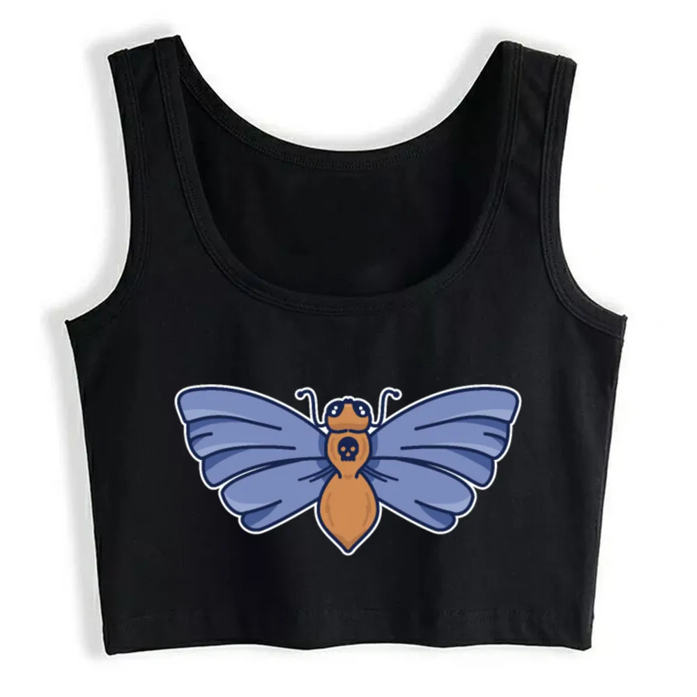

Crop Top Women Death Moth Harajuku Tank Top Women Funny Women Clothes