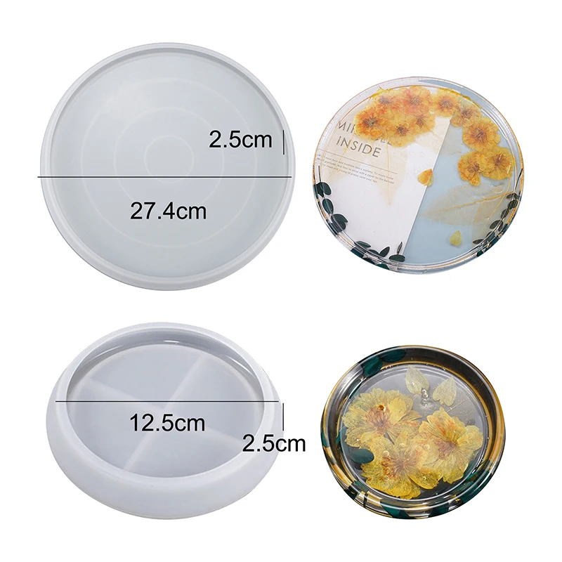 

Crystal Epoxy Resin Mold Coaster Round Tray Mirror Plate Casting Silicone Moulds