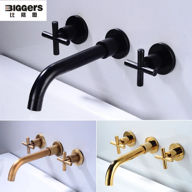 Бесплатная доставка настенный латунный Смеситель для раковины в ванной комнате