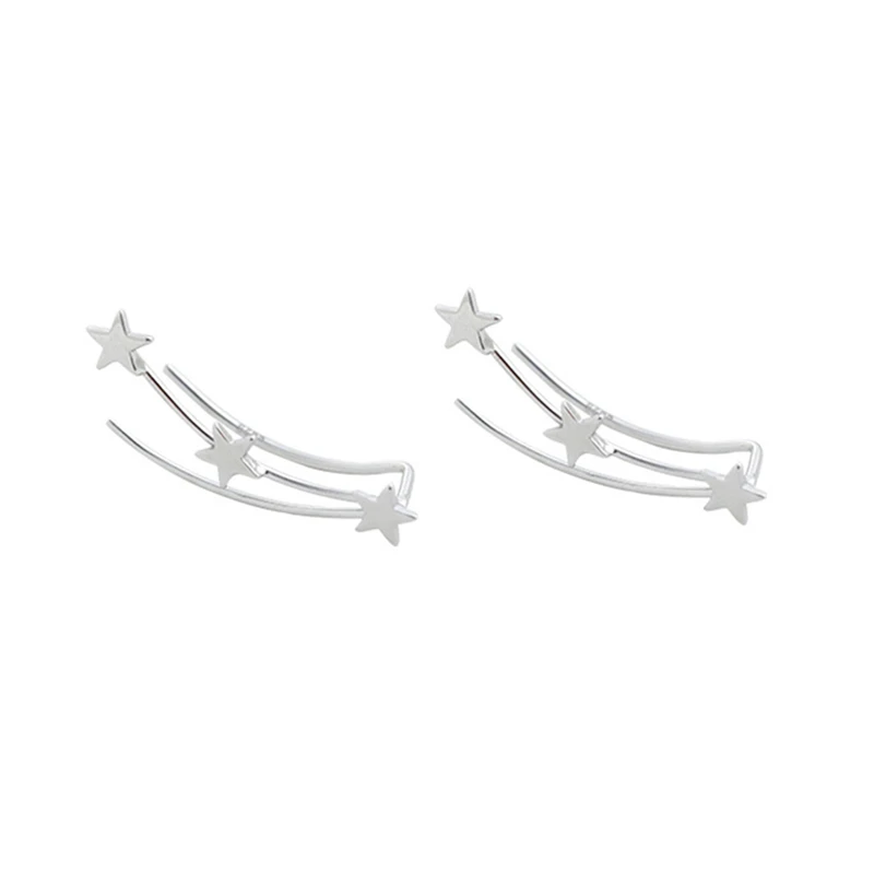 

Fresh Lovely Three Little Stars Ear Stud Fashion Design Five Point Star Earring Temperament Women Ear Row Personalize Ear Buckle