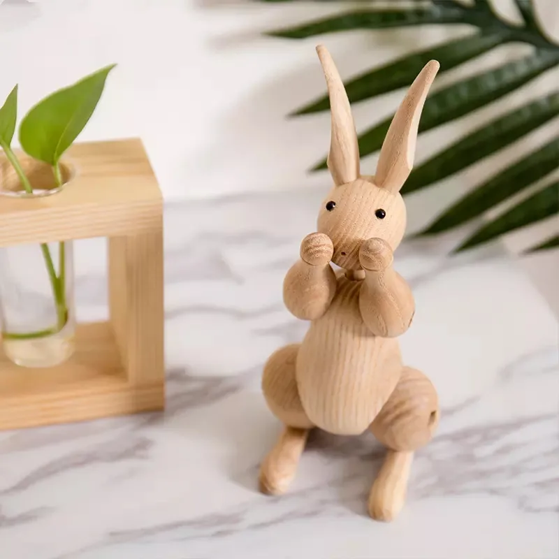 Скандинавская Датская резьба по дереву мисс кролик статуя шарнирное украшение