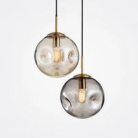 modern pendant lamps led glass ball new designer nordic suspension hanging indoor decor restaurant hallway lighting gray light